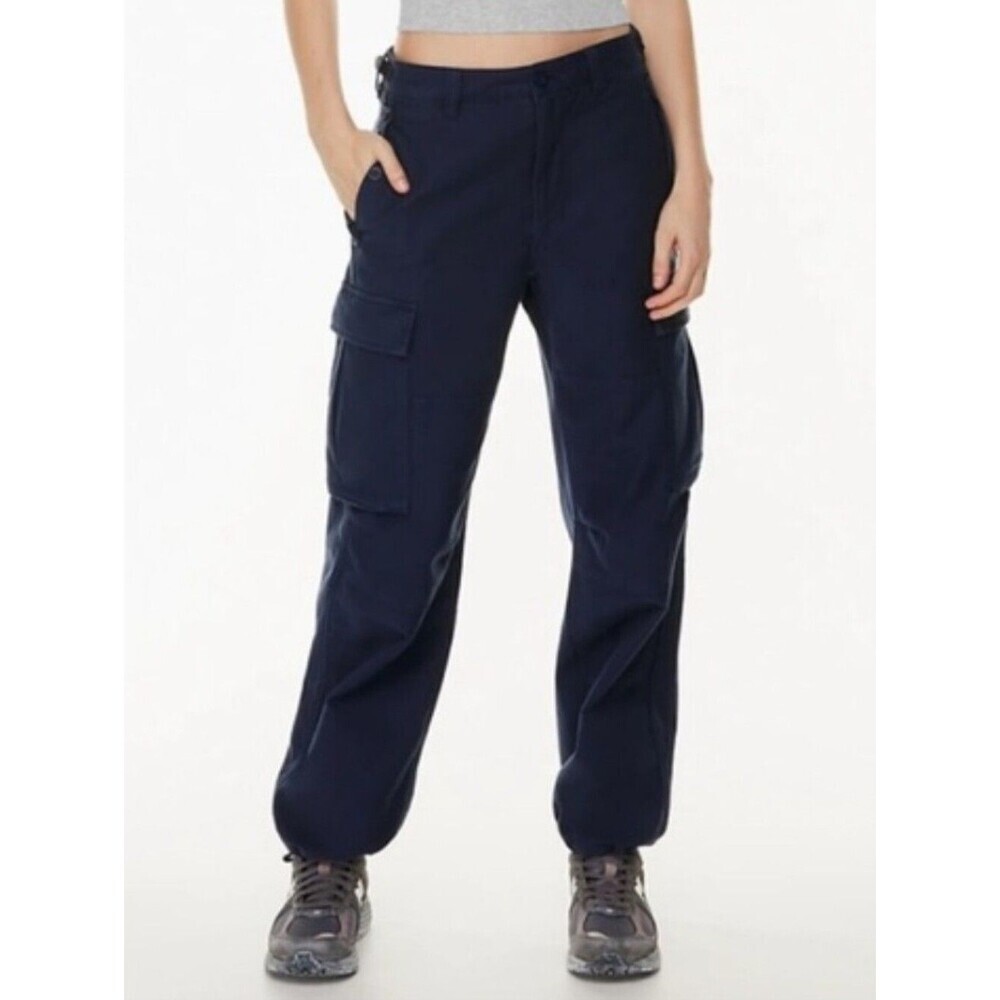 Aritzia TNA Womens Navy Blue Mid Rise Twill Adjustable Supply Cargo Pants Size 2